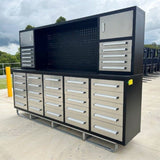 Chery Industrial Steelman 10’ Storage Cabinet with Workbench, 30 Drawers WW000183