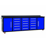 Chery Industrial 10’ Rolling Storage Workbench with 15 Drawers and Wheels