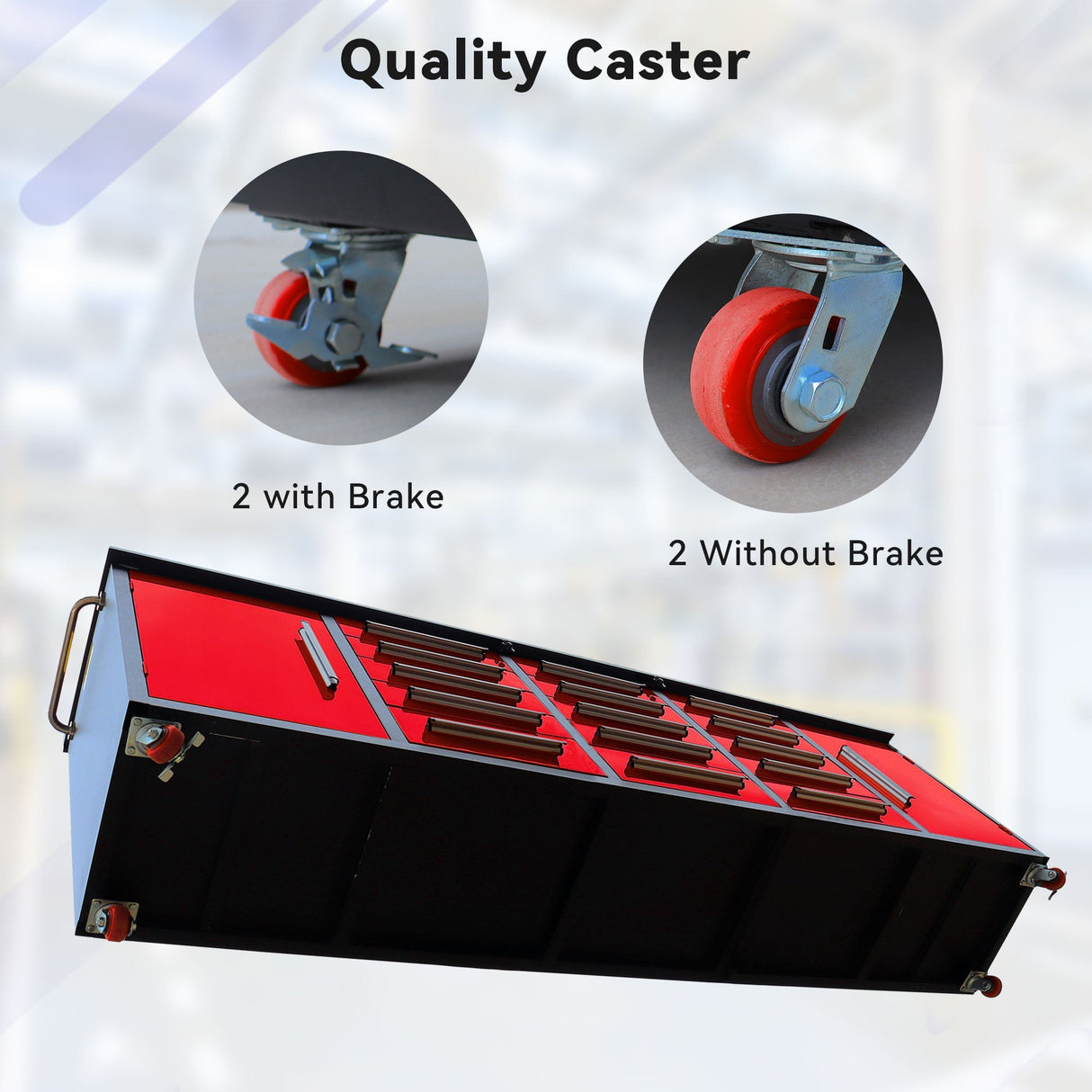 Chery Industrial 10’ Rolling Storage Workbench with 15 Drawers and Wheels