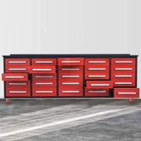Chery Industrial 10ft 25-Drawer Storage Workbench with Wheels