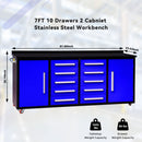 Chery Industrial 7ft 10-drawer Storage Workbench with Wheels