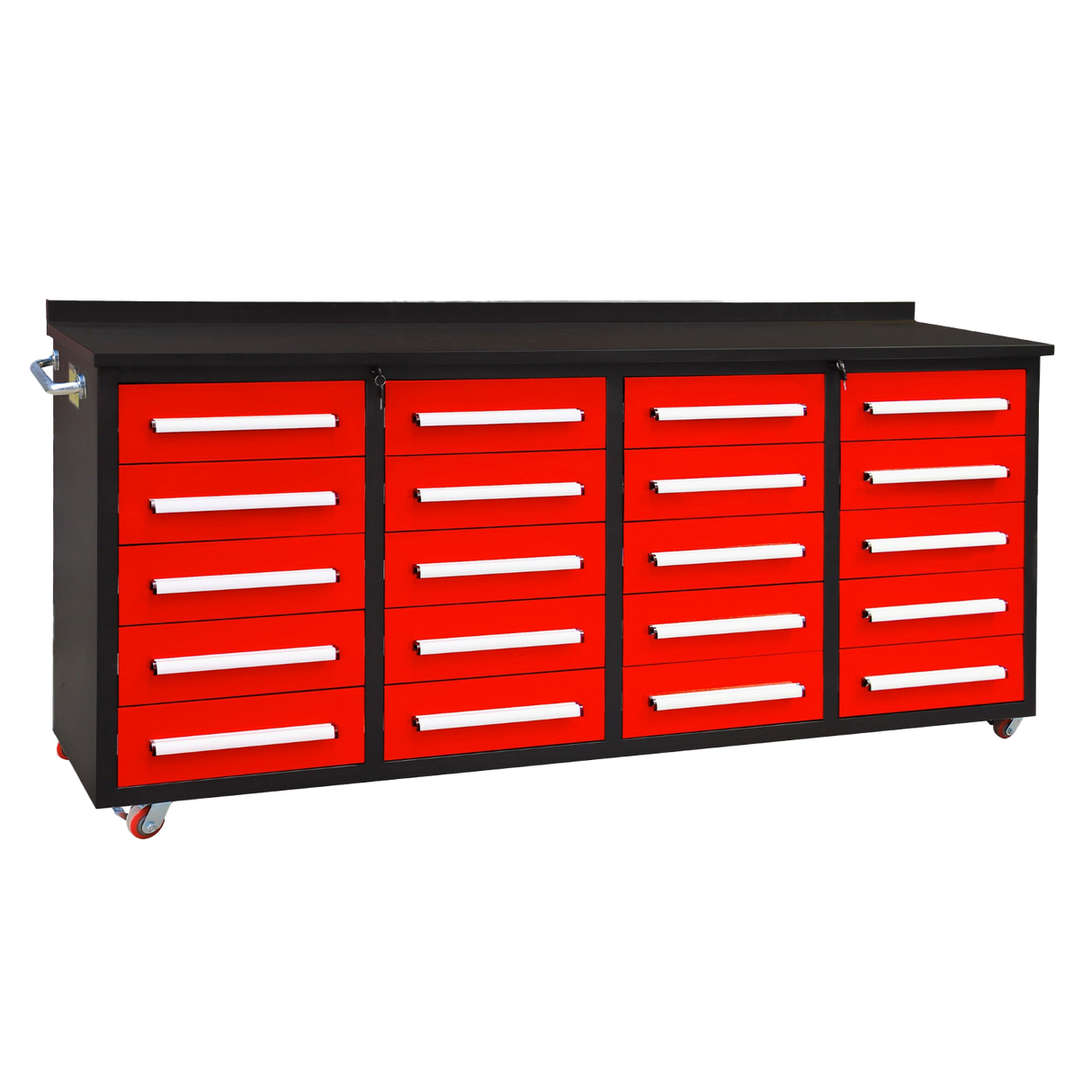 Chery Industrial 7ft 20-Drawer Storage Workbench with Wheels