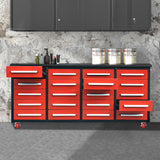 Chery Industrial 7ft 20-Drawer Storage Workbench with Wheels