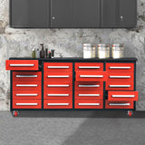 Chery Industrial 7ft 20-Drawer Storage Workbench with Wheels