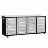 Chery Industrial 7ft 20-Drawer Storage Workbench with Wheels