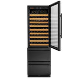Allavino 76.5″ Tall Black Wine Refrigerator with Two Refrigerated Drawers Dual Zone Wine Cooler AO YHWR7724D-B