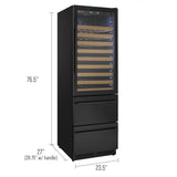 Allavino 76.5″ Tall Black Wine Refrigerator with Two Refrigerated Drawers Dual Zone Wine Cooler AO YHWR7724D-B