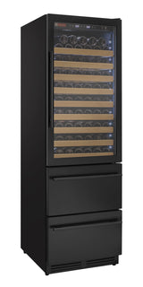 Allavino 76.5″ Tall Black Wine Refrigerator with Two Refrigerated Drawers Dual Zone Wine Cooler AO YHWR7724D-B