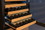 Allavino 76.5″ Tall Black Wine Refrigerator with Two Refrigerated Drawers Dual Zone Wine Cooler AO YHWR7724D-B