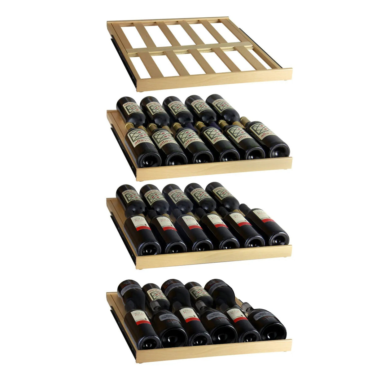 Allavino 76.5″ Tall Black Wine Refrigerator with Two Refrigerated Drawers Dual Zone Wine Cooler AO YHWR7724D-B