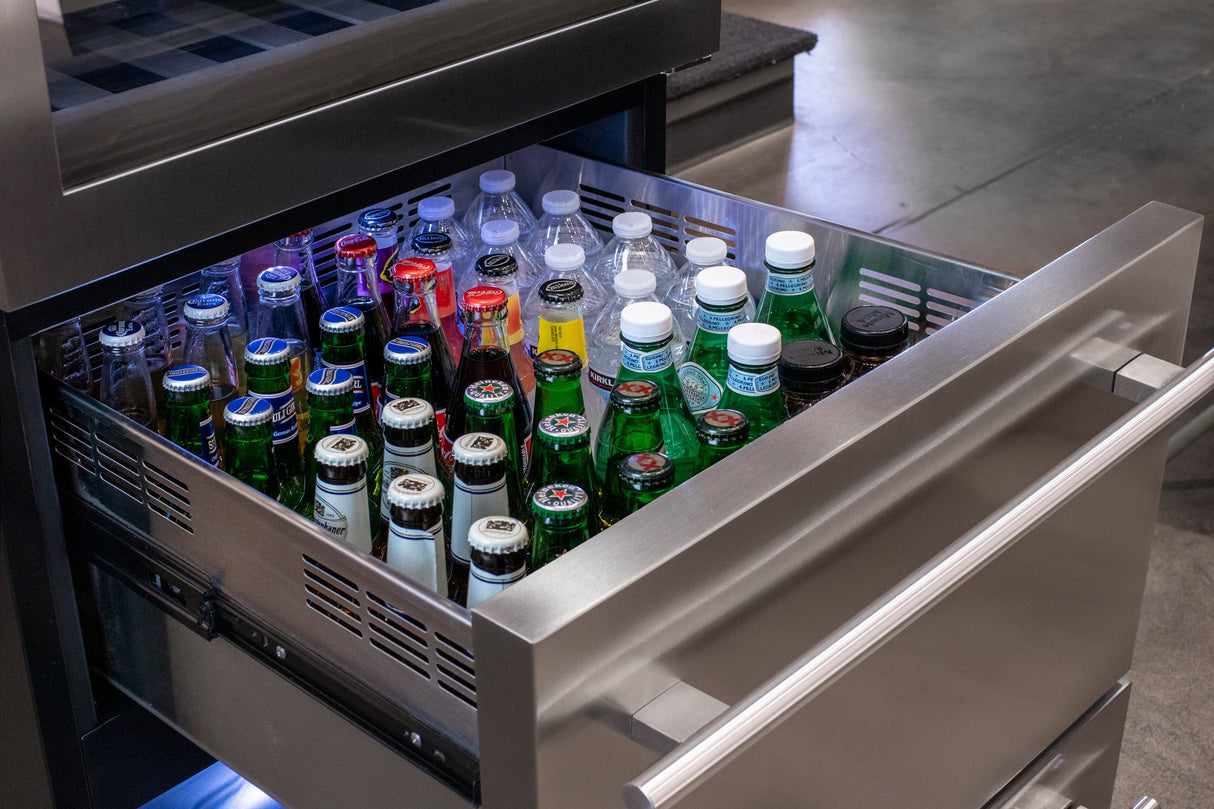 Allavino 76.5" Tall Stainless Steel Wine Refrigerator with Two Refrigerated Drawers AO YHWR7724D-S