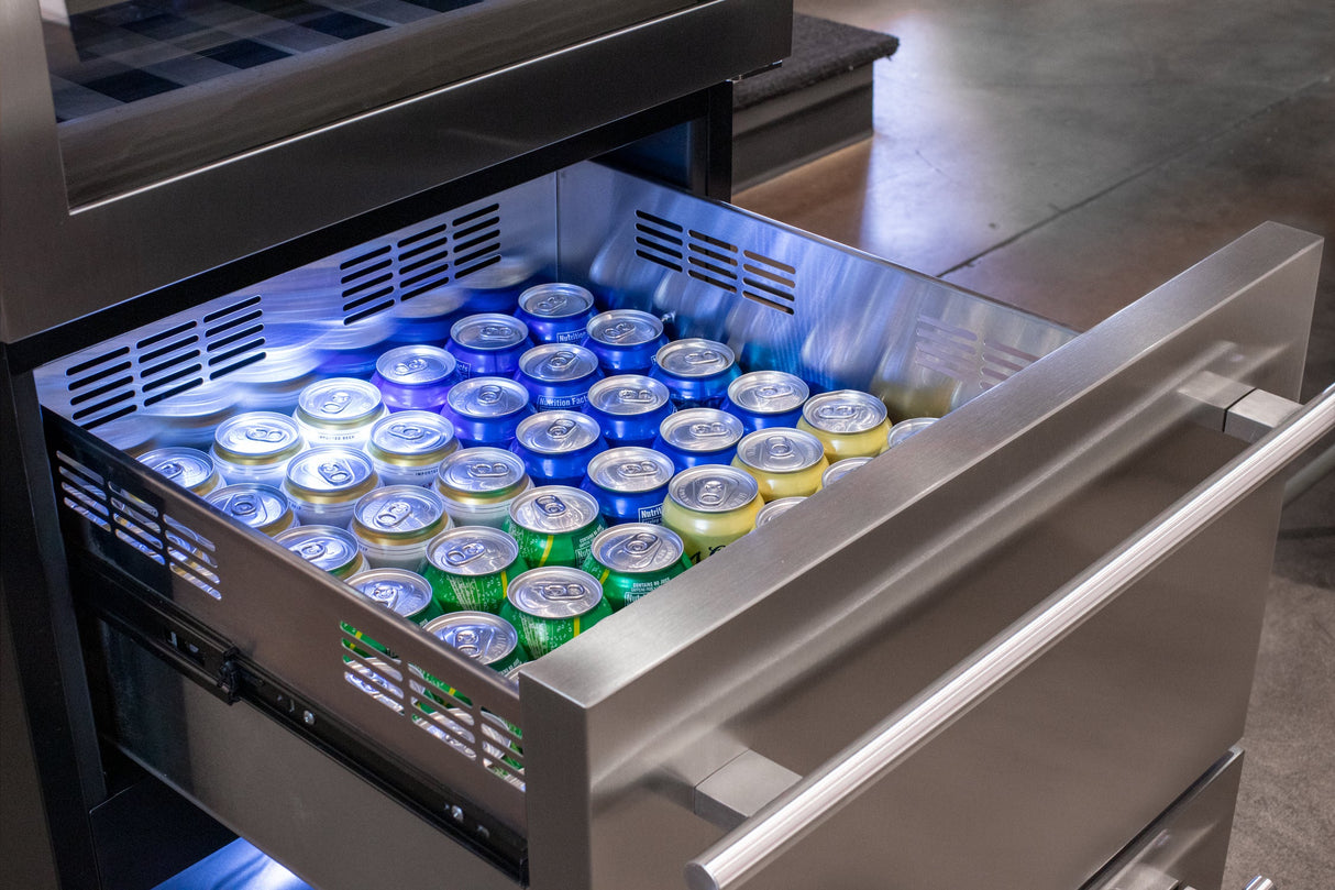 Allavino 76.5" Tall Stainless Steel Wine Refrigerator with Two Refrigerated Drawers AO YHWR7724D-S