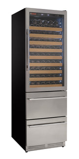 Allavino 76.5" Tall Stainless Steel Wine Refrigerator with Two Refrigerated Drawers AO YHWR7724D-S