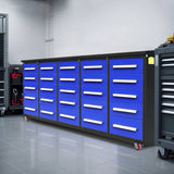 Chery Industrial 10ft 25-Drawer Storage Workbench with Wheels