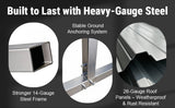 11FT × 20FT Metal Carport Reinforced Steel Roof Shelter for Outdoor Parking