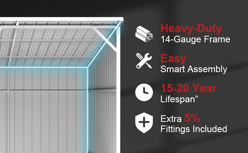 25FT × 12FT Metal Farm Shed Heavy‑Duty Steel Shelter for Driveway & Equipment