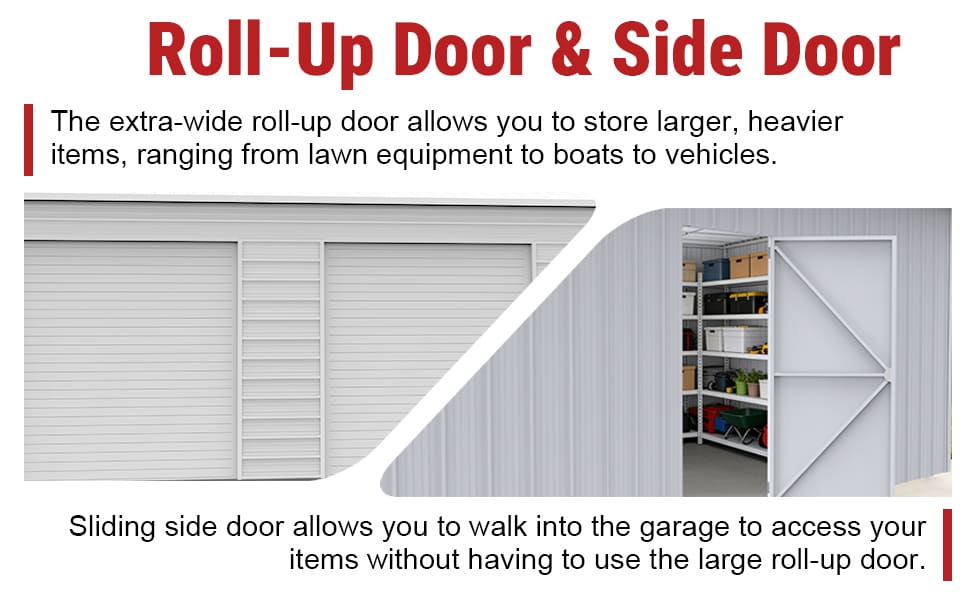 23FT x 46FT Steel Garage Shed – Reinforced Metal Storage Building with 2 Doors
