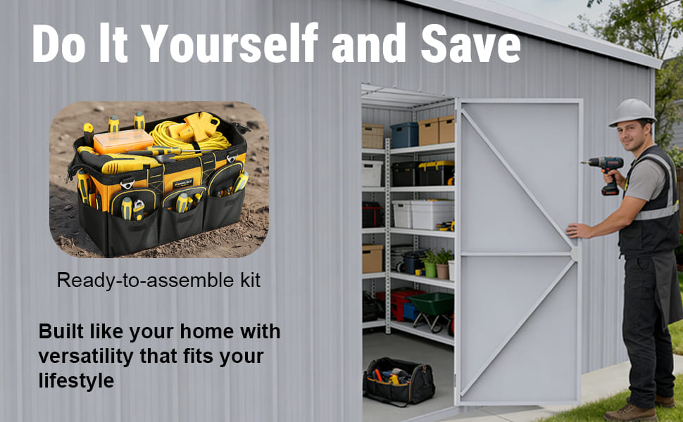 23FT x 46FT Steel Garage Shed – Reinforced Metal Storage Building with 2 Doors