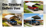 11FT × 20FT Metal Carport Reinforced Steel Roof Shelter for Outdoor Parking