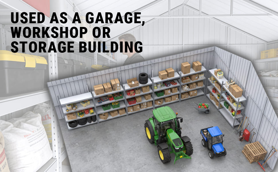 23FT x 46FT Steel Garage Shed – Reinforced Metal Storage Building with 2 Doors