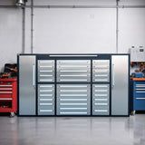 Chery Industrial 9 ft Garage Storage Cabinet with 34 Drawers & 2 Cabinets