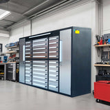 Chery Industrial 9 ft Garage Storage Cabinet with 34 Drawers & 2 Cabinets