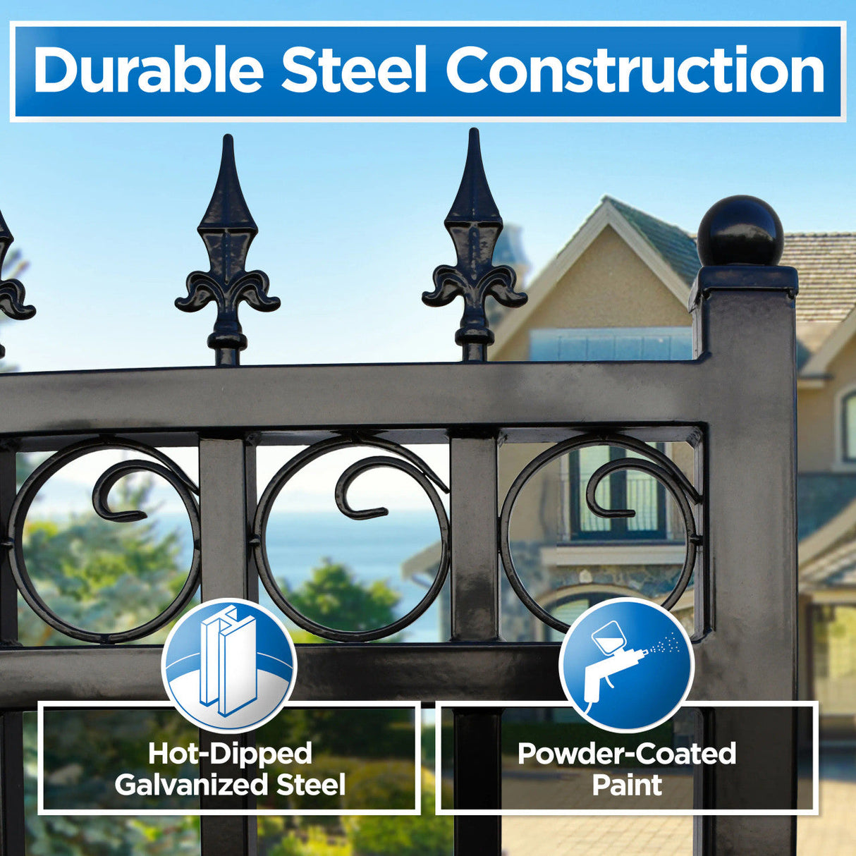 Chery Industrial 18’ x 6’ Steel Dual Swing Driveway Gate Prague‑Style