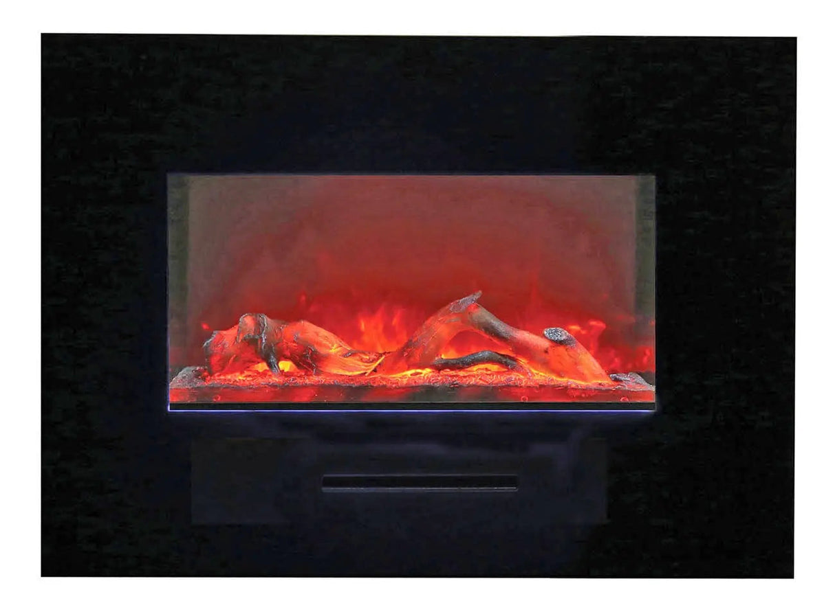 Amantii WM-FM-26-3623-BG 26" Wall/Flush Mount Electric Fireplace with Glass Surround
