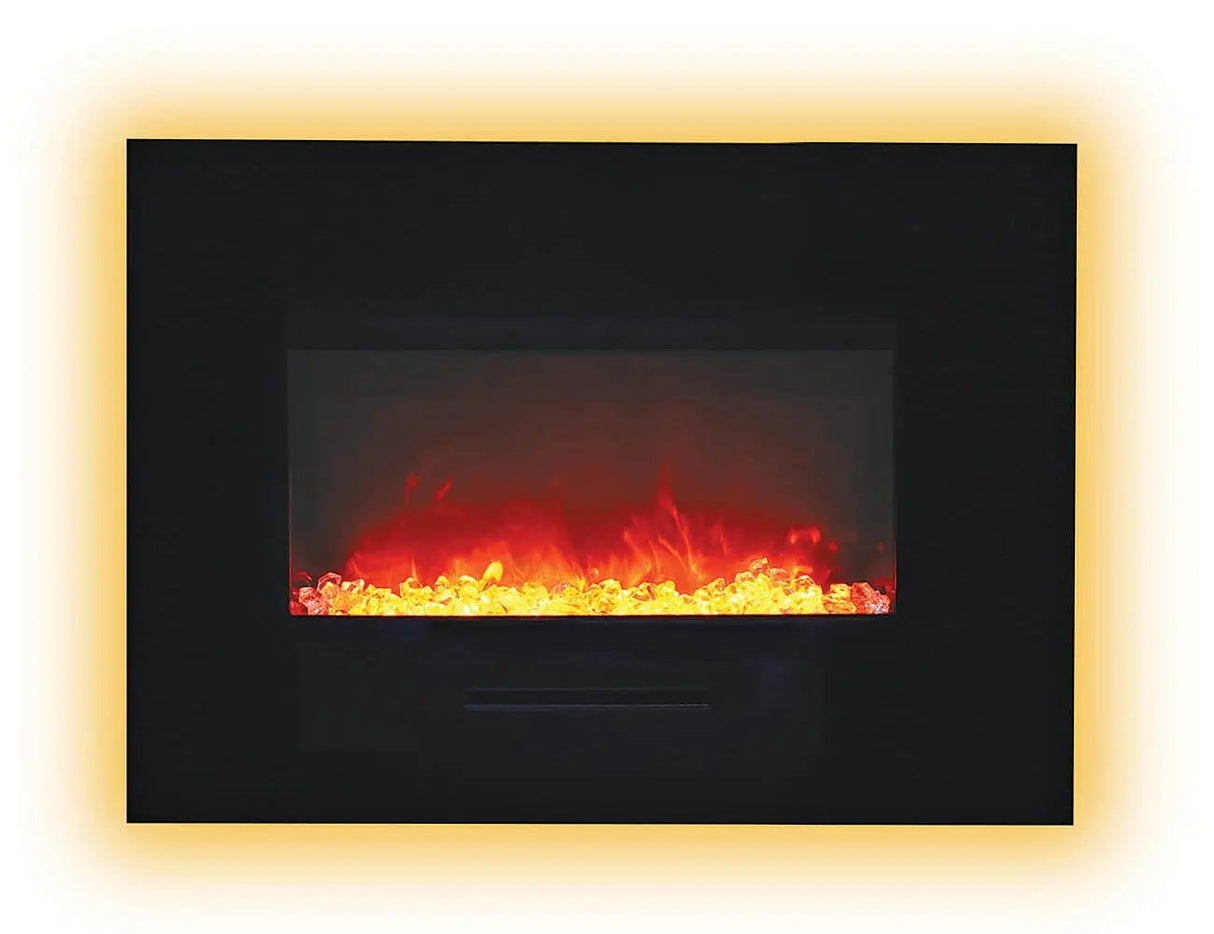 Amantii WM-FM-26-3623-BG 26" Wall/Flush Mount Electric Fireplace with Glass Surround