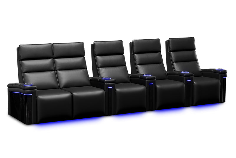 Valencia Monza Leather Home Theater Seating With Carbon Fiber Panel