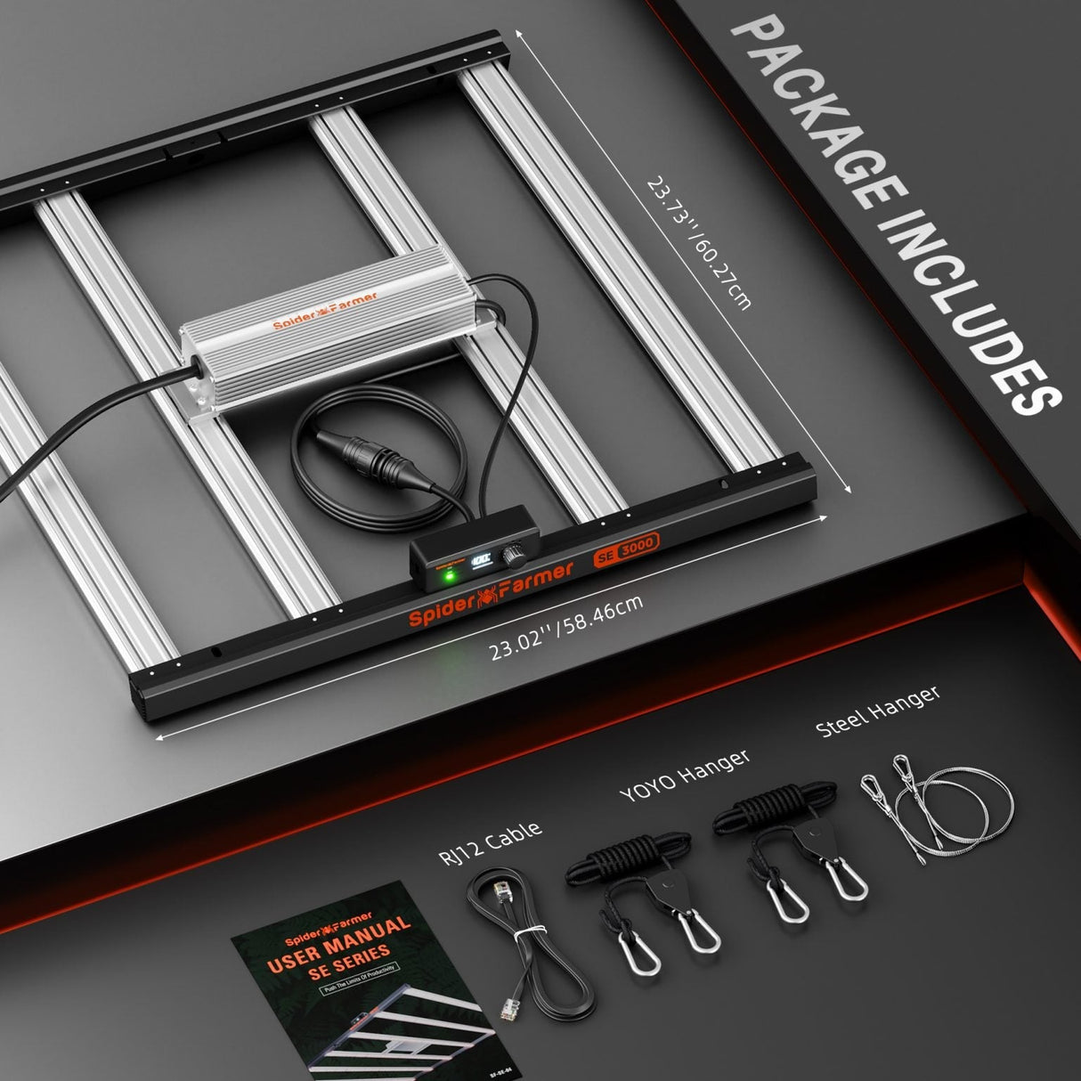 Spider Farmer SE3000 300 Watt LED Grow Light Samsung LM301H EVO Full Spectrum For 3x3FT