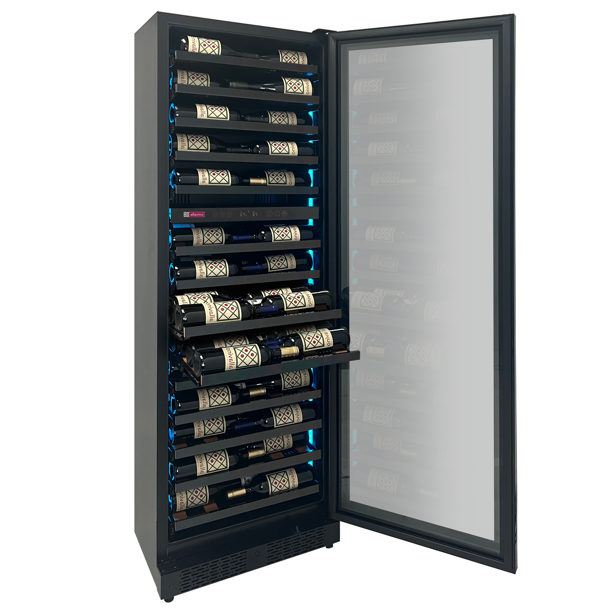 Allavino Reserva Series 67-Bottle 71″ Tall Dual Zone Right Hinge Black Shallow Wine Refrigerator Console