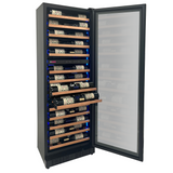 Allavino Reserva Series 67″ 71″ Tall Dual Zone Right Hinge Black Shallow Wine Refrigerator with Wood Shelf Fronts