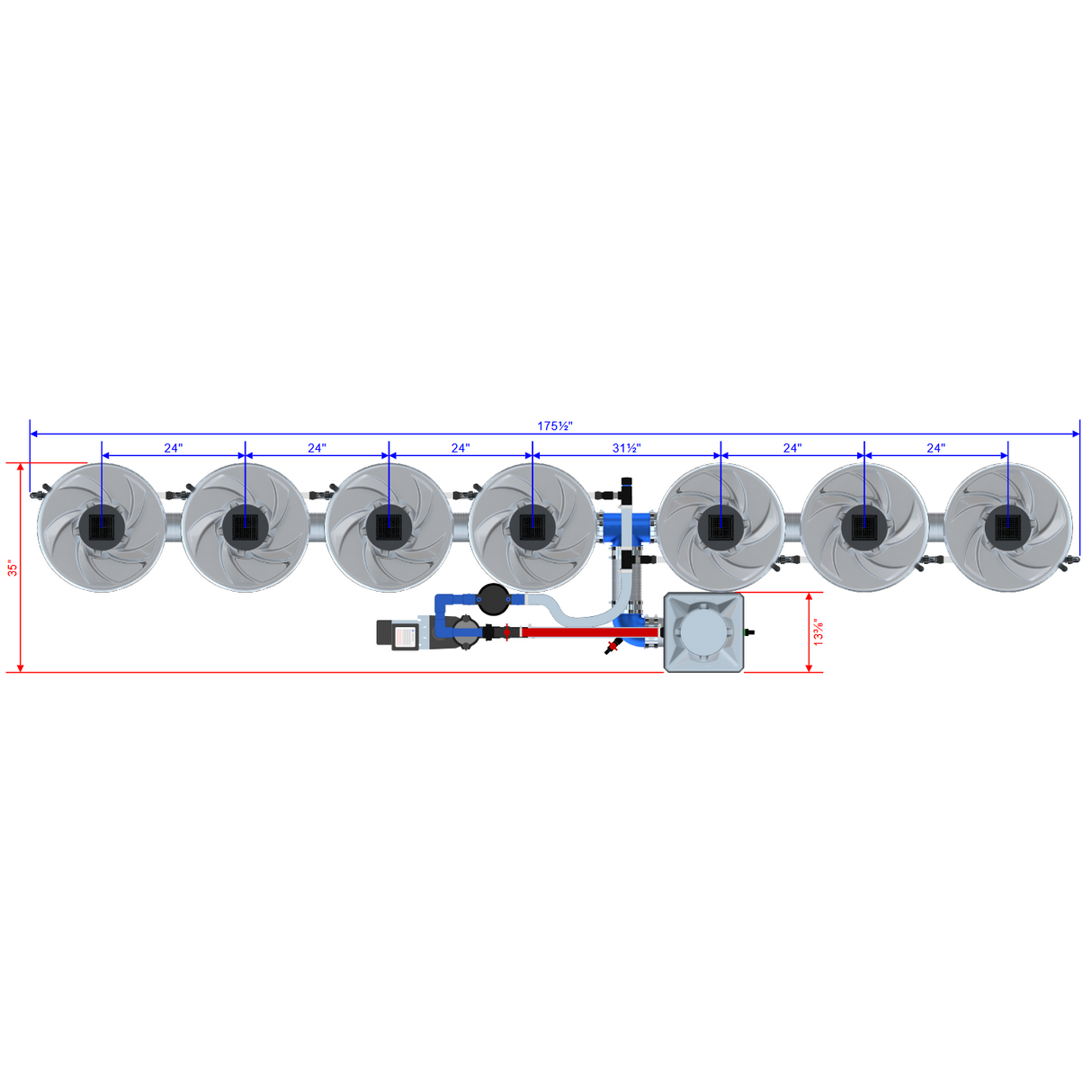 Alien Hydroponics V-SYSTEM 7 Pot 1 Row Kit