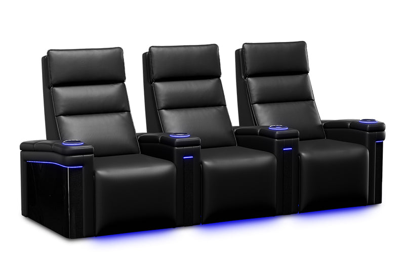 Valencia Monza Leather Home Theater Seating With Carbon Fiber Panel