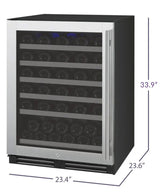 Allavino FlexCount Series 56 Bottle Single Zone Built-In Wine Cooler Refrigerator with Stainless Steel Door Left Hinge VSWR56-1SL20