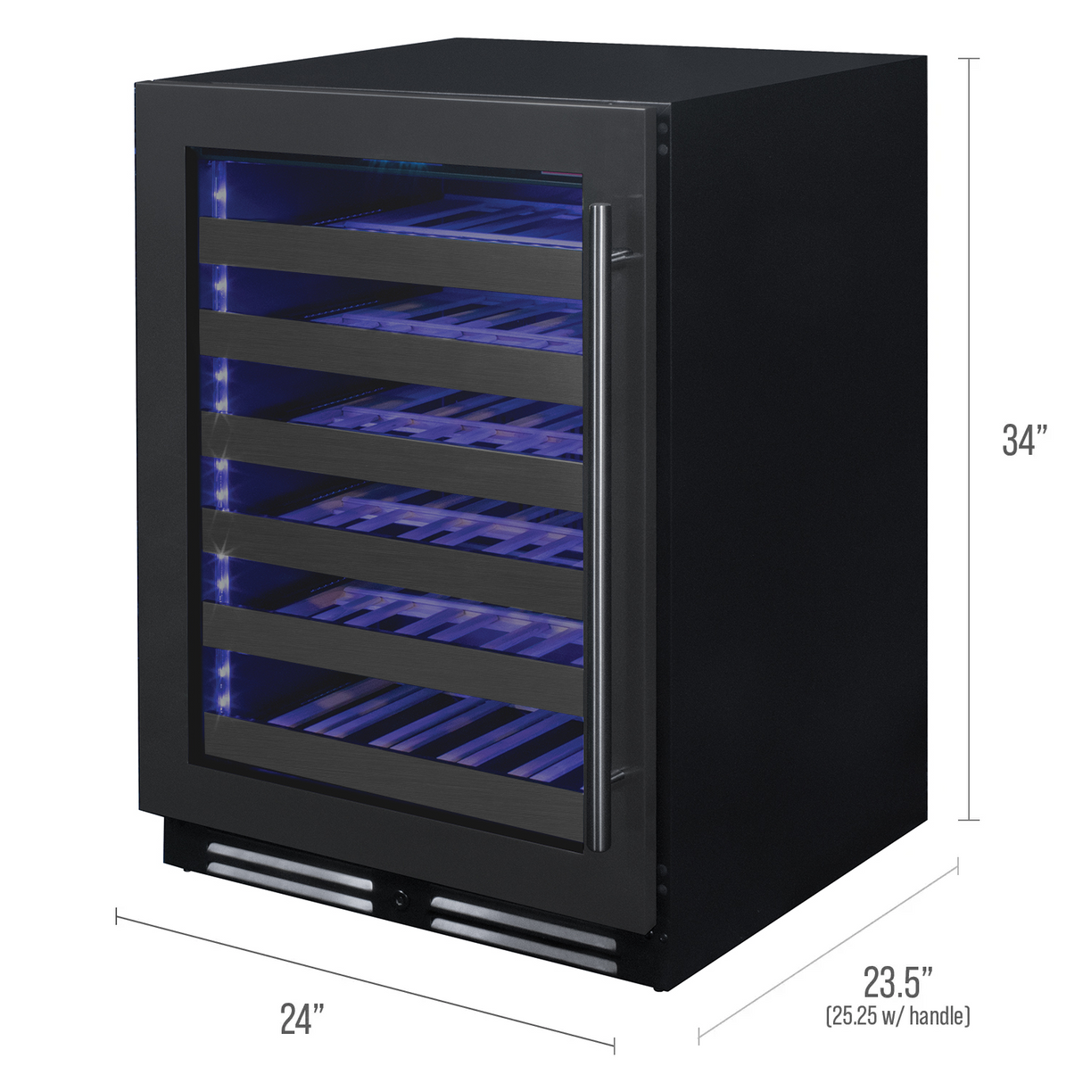 Allavino Reserva Series 50″ 34″ Tall Single Zone Left Hinge Black Stainless Steel Wine Cooler Refrigerator