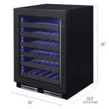 Allavino Reserva Series 50″ 34″ Tall Single Zone Left Hinge Black Stainless Steel Wine Cooler Refrigerator