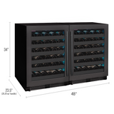 Allavino Reserva Series 100‑Bottle 34″ Tall Dual Zone Black Stainless Steel Side‑by‑Side Wine Cooler Refrigerator BF 2X‑BDW5034S‑1BS