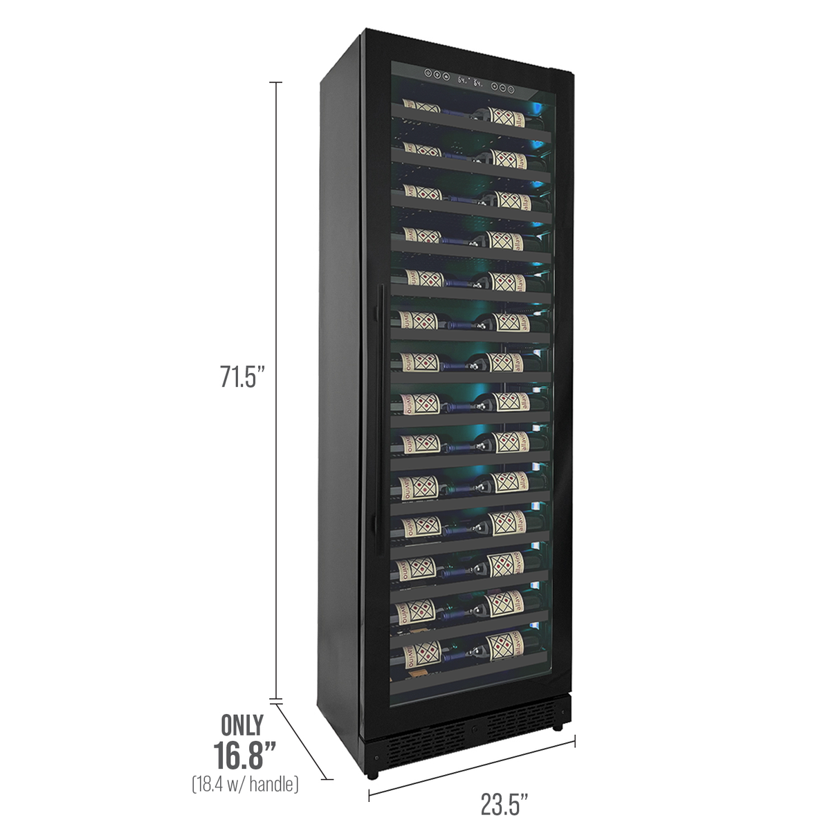 Allavino Reserva Series 67-Bottle 71″ Tall Single Zone Right Hinge Black Shallow Wine Refrigerator Console
