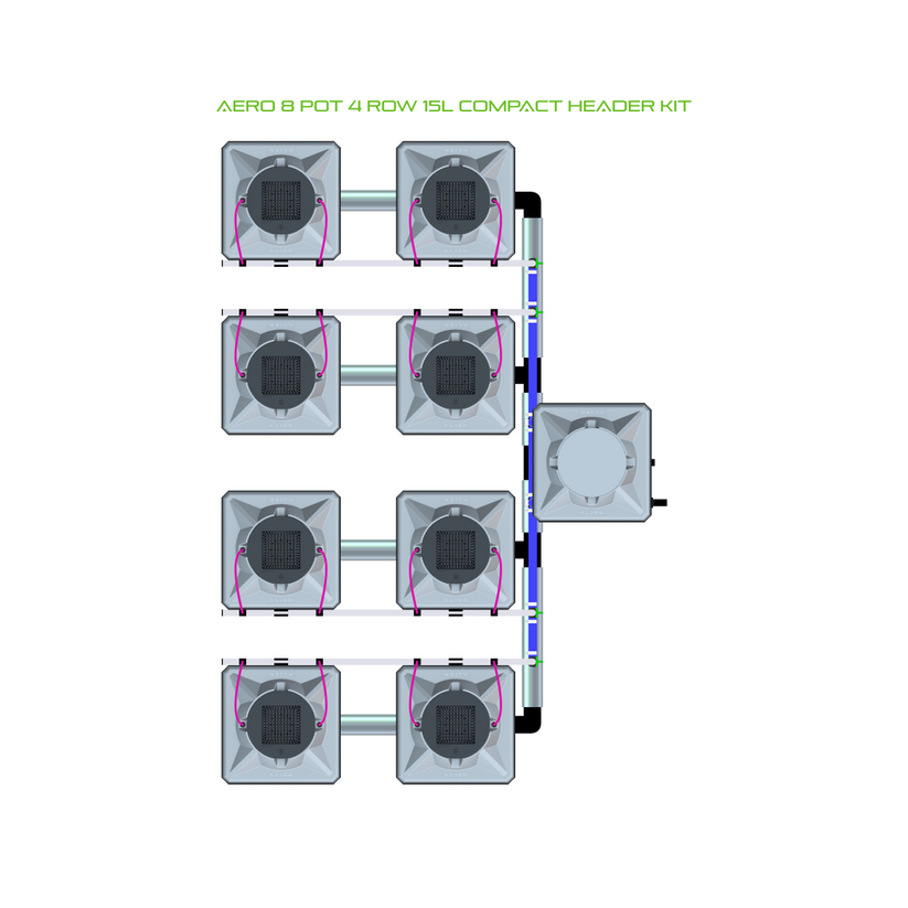 Alien Hydroponics AERO 8 Pot 4 Row Kit