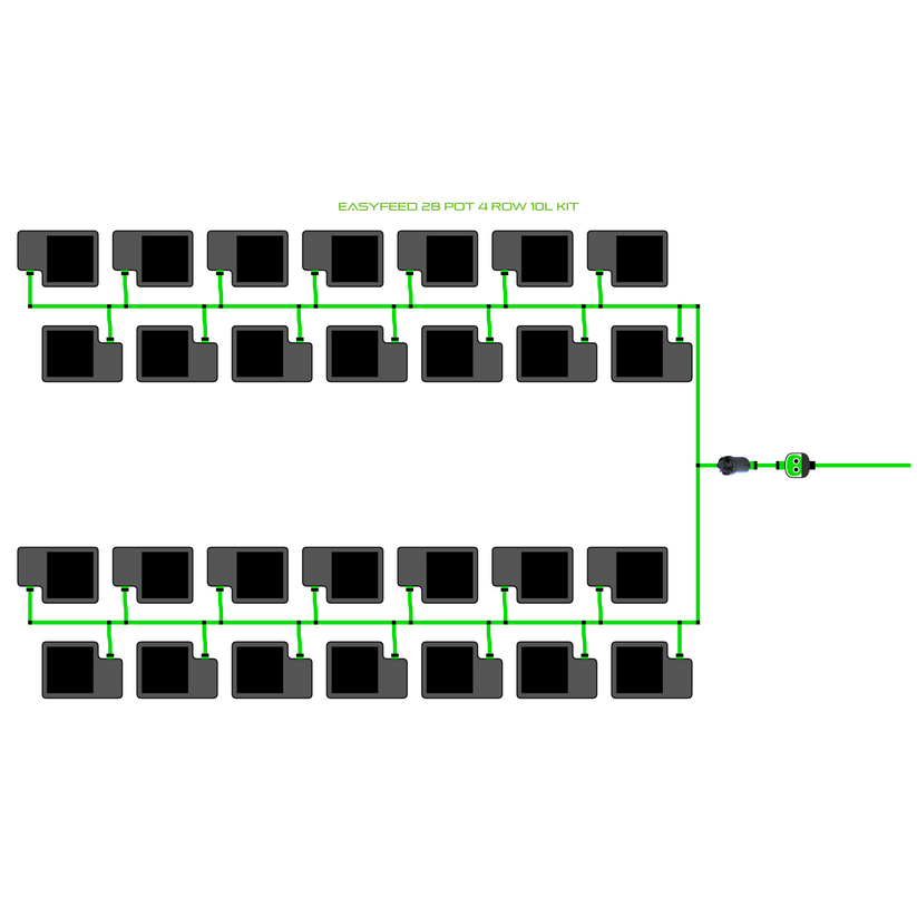 Alien Hydroponics EasyFeed 28 Pot 4 Row Kit