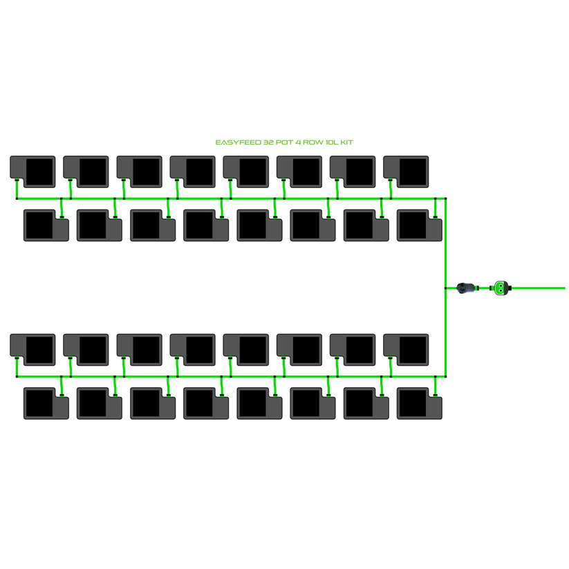 Alien Hydroponics EasyFeed 32 Pot 4 Row Kit