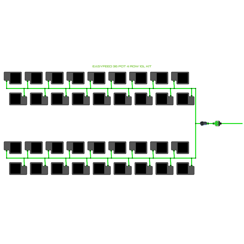 Alien Hydroponics EasyFeed 36 Pot 4 Row Kit