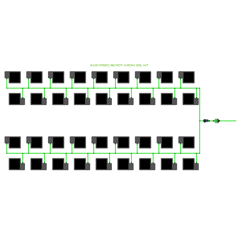 Alien Hydroponics EasyFeed 36 Pot 4 Row Kit
