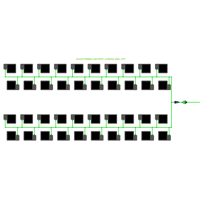 Alien Hydroponics EasyFeed 40 Pot 4 Row Kit