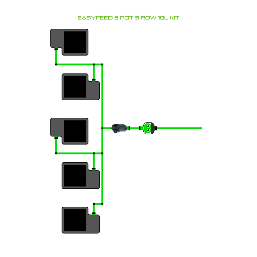 Alien Hydroponics EasyFeed 5 Pot 5 Row Kit