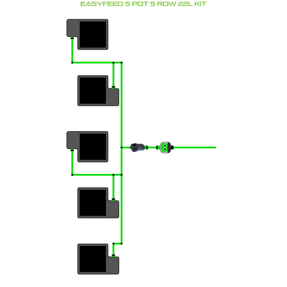 Alien Hydroponics EasyFeed 5 Pot 5 Row Kit