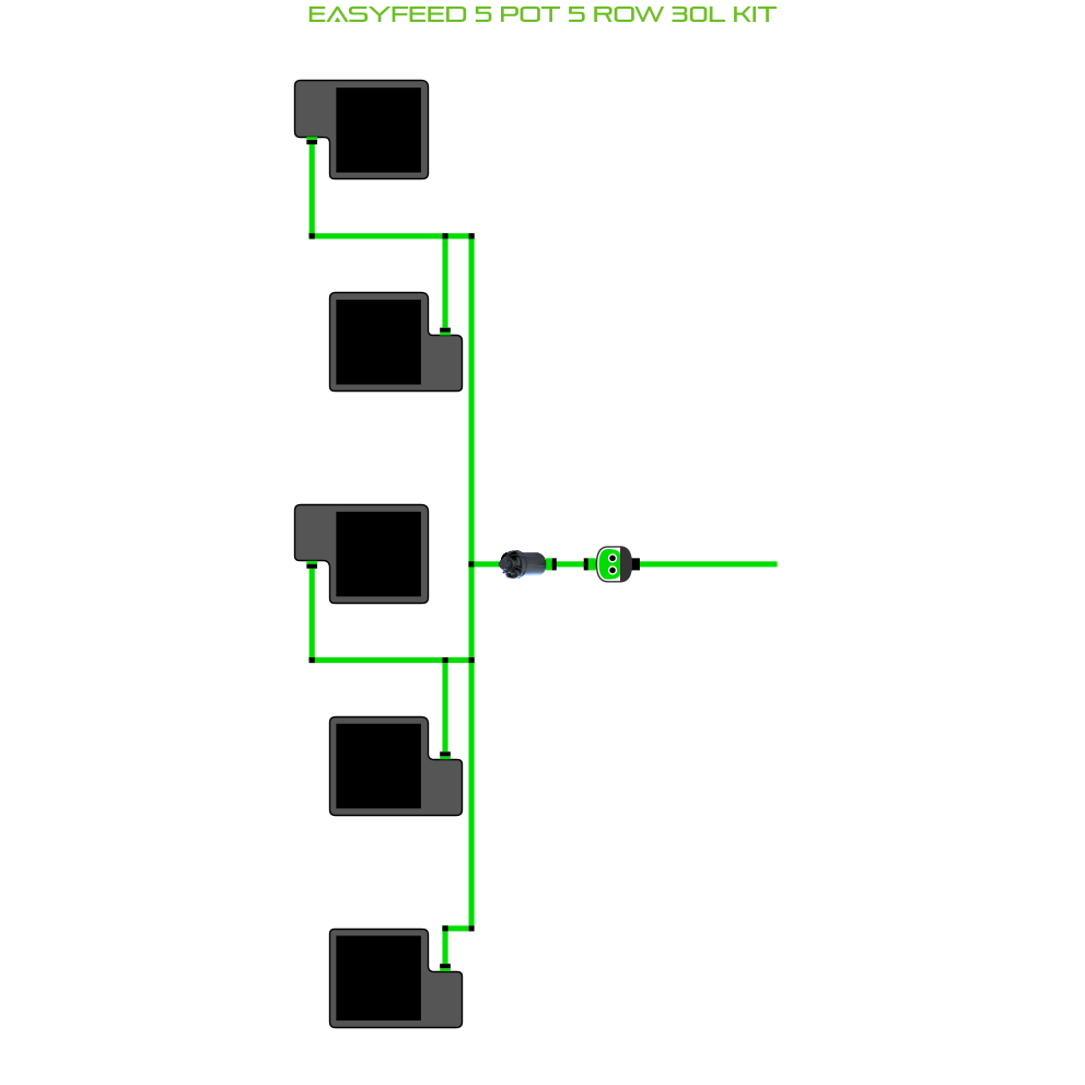 Alien Hydroponics EasyFeed 5 Pot 5 Row Kit