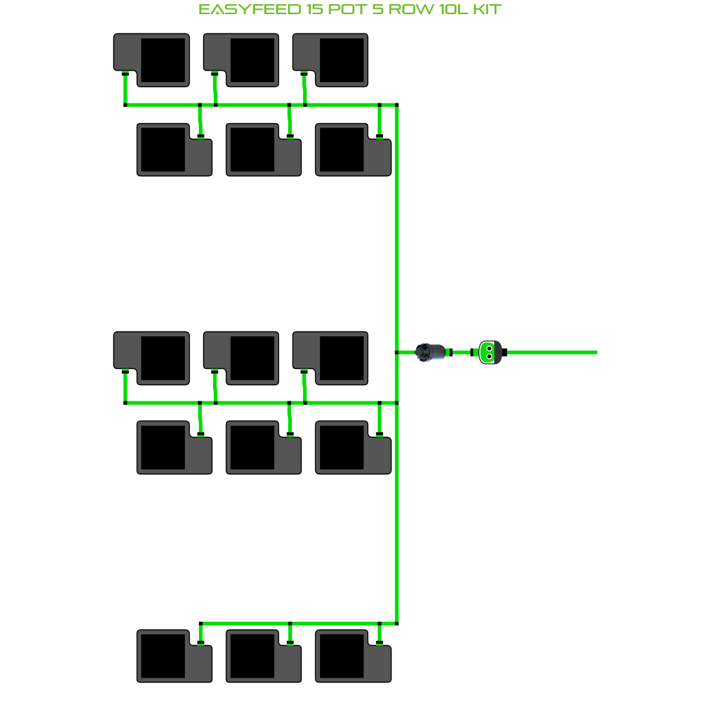 Alien Hydroponics EasyFeed 15 Pot 5 Row Kit